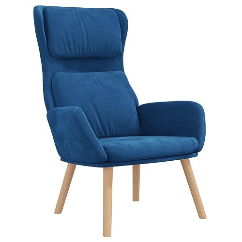 SDWEHBJ Relaxsessel, Beistellstuhl, Modern Freizeitstuhl Gepolstert mit Massivholzrahmen, Lesesessel Für Wohnzimmer, Schlafzimmer, 70x77x98 cm Blau Samt von SDWEHBJ