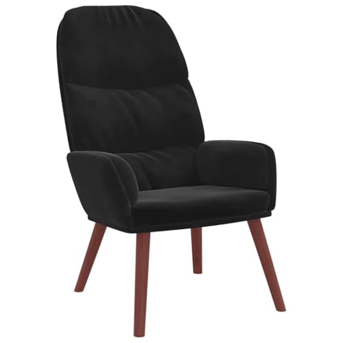 SDWEHBJ Relaxsessel, Beistellstuhl, Modern Freizeitstuhl Gepolstert mit Massivholzrahmen, Lesesessel Für Wohnzimmer, Schlafzimmer, 70x77x98 cm Schwarz Samt von SDWEHBJ
