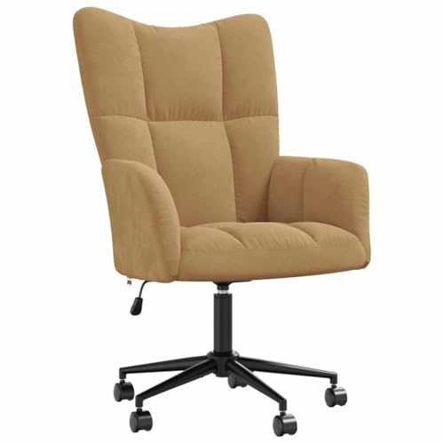 SDWEHBJ Relaxsessel, Gepolsterter Stuhl, Drehstühle mit Rückenlehne, höhenverstellbare Wohnzimmerstühle für Büro, Esszimmer, 61.5x69x(94.5-102) cm Braun Samt von SDWEHBJ