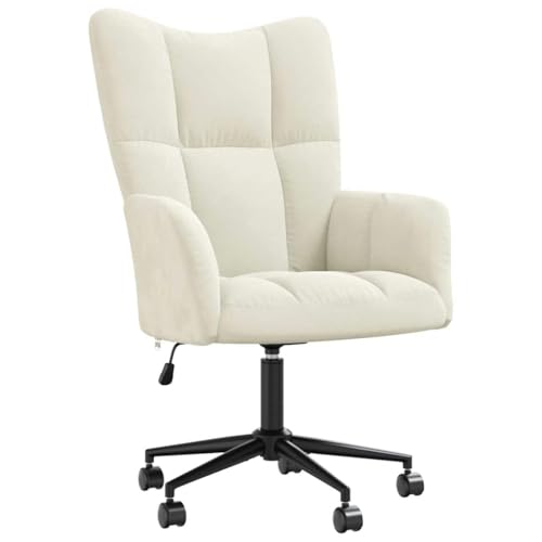 SDWEHBJ Relaxsessel, Gepolsterter Stuhl, Drehstühle mit Rückenlehne, höhenverstellbare Wohnzimmerstühle für Büro, Esszimmer, 61.5x69x(94.5-102) cm Cremeweiß Samt von SDWEHBJ