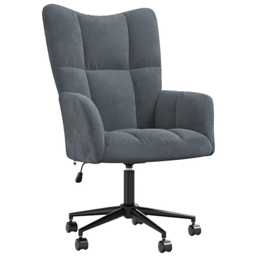 SDWEHBJ Relaxsessel, Gepolsterter Stuhl, Drehstühle mit Rückenlehne, höhenverstellbare Wohnzimmerstühle für Büro, Esszimmer, 61.5x69x(94.5-102) cm Dunkelgrau Samt von SDWEHBJ