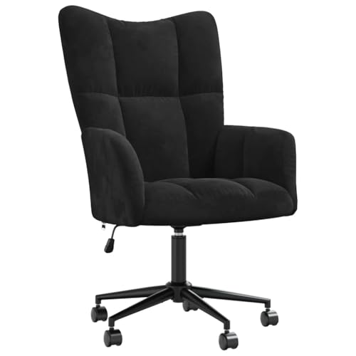 SDWEHBJ Relaxsessel, Gepolsterter Stuhl, Drehstühle mit Rückenlehne, höhenverstellbare Wohnzimmerstühle für Büro, Esszimmer, 61.5x69x(94.5-102) cm Schwarz Samt von SDWEHBJ