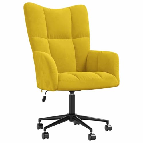SDWEHBJ Relaxsessel, Gepolsterter Stuhl, Drehstühle mit Rückenlehne, höhenverstellbare Wohnzimmerstühle für Büro, Esszimmer, 61.5x69x(94.5-102) cm Senfgelb Samt von SDWEHBJ