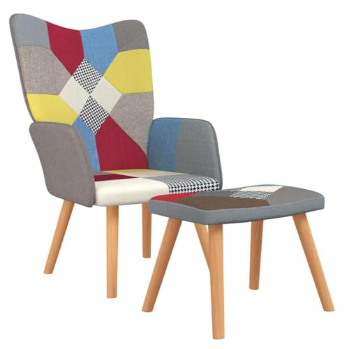 SDWEHBJ Relaxsessel mit Hocker, Esszimmerstuhl, Gepolsterter Stuhl, Bürostuhl, Loungesessel für Esszimmer, Küche, Wohnzimmer, 61.5x69x95.5 cm Patchwork Stoff SDWEHBJ Relaxsessel mit Hocker, Esszimmerstuhl, Gepolsterter Stuhl, Bürostuhl, Loungesessel für Esszimmer, Küche, Wohnzimmer, 61.5x69x95.5 cm Patchwork Stoff von SDWEHBJ