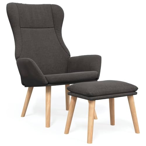 SDWEHBJ Relaxsessel mit Hocker, Esszimmerstuhl, Gepolsterter Stuhl, Bürostuhl, Loungesessel für Esszimmer, Küche, Wohnzimmer, 70x77x94 cm Dunkelgrau Stoff SDWEHBJ Relaxsessel mit Hocker, Esszimmerstuhl, Gepolsterter Stuhl, Bürostuhl, Loungesessel für Esszimmer, Küche, Wohnzimmer, 70x77x94 cm Dunkelgrau Stoff von SDWEHBJ