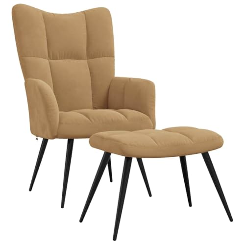 SDWEHBJ Relaxsessel mit Hocker, Esszimmerstuhl, Gepolsterter Stuhl, Bürostuhl, Loungesessel für Esszimmer, Wohnzimmer, Schlafzimmer, 61x70x96.5 cm Braun Samt SDWEHBJ Relaxsessel mit Hocker, Esszimmerstuhl, Gepolsterter Stuhl, Bürostuhl, Loungesessel für Esszimmer, Wohnzimmer, Schlafzimmer, 61x70x96.5 cm Braun Samt von SDWEHBJ