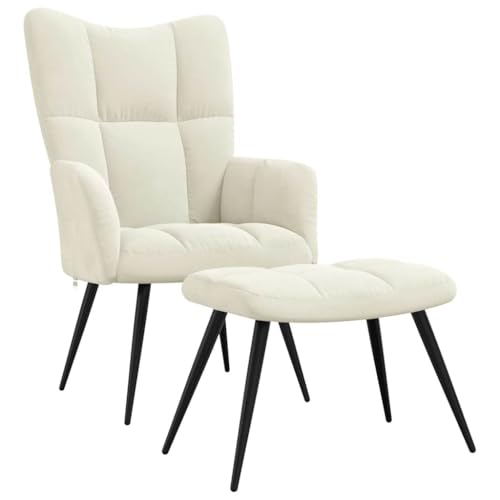 SDWEHBJ Relaxsessel mit Hocker, Esszimmerstuhl, Gepolsterter Stuhl, Bürostuhl, Loungesessel für Esszimmer, Wohnzimmer, Schlafzimmer, 61x70x96.5 cm Cremeweiß Samt SDWEHBJ Relaxsessel mit Hocker, Esszimmerstuhl, Gepolsterter Stuhl, Bürostuhl, Loungesessel für Esszimmer, Wohnzimmer, Schlafzimmer, 61x70x96.5 cm Cremeweiß Samt von SDWEHBJ