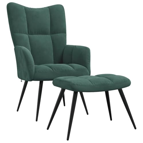 SDWEHBJ Relaxsessel mit Hocker, Esszimmerstuhl, Gepolsterter Stuhl, Bürostuhl, Loungesessel für Esszimmer, Wohnzimmer, Schlafzimmer, 61x70x96.5 cm Dunkelgrün Samt SDWEHBJ Relaxsessel mit Hocker, Esszimmerstuhl, Gepolsterter Stuhl, Bürostuhl, Loungesessel für Esszimmer, Wohnzimmer, Schlafzimmer, 61x70x96.5 cm Dunkelgrün Samt von SDWEHBJ