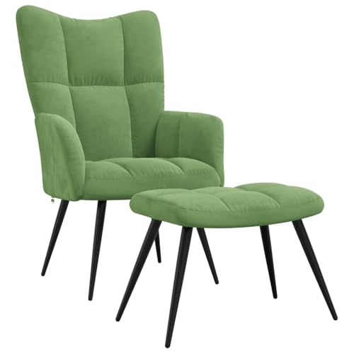 SDWEHBJ Relaxsessel mit Hocker, Esszimmerstuhl, Gepolsterter Stuhl, Bürostuhl, Loungesessel für Esszimmer, Wohnzimmer, Schlafzimmer, 61x70x96.5 cm Hellgrün Samt SDWEHBJ Relaxsessel mit Hocker, Esszimmerstuhl, Gepolsterter Stuhl, Bürostuhl, Loungesessel für Esszimmer, Wohnzimmer, Schlafzimmer, 61x70x96.5 cm Hellgrün Samt von SDWEHBJ