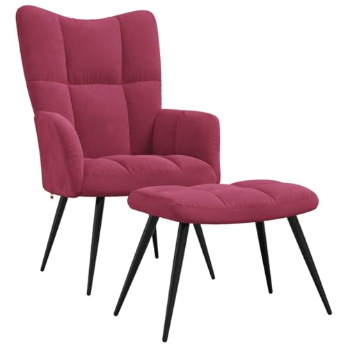 SDWEHBJ Relaxsessel mit Hocker, Esszimmerstuhl, Gepolsterter Stuhl, Bürostuhl, Loungesessel für Esszimmer, Wohnzimmer, Schlafzimmer, 61x70x96.5 cm Weinrot Samt SDWEHBJ Relaxsessel mit Hocker, Esszimmerstuhl, Gepolsterter Stuhl, Bürostuhl, Loungesessel für Esszimmer, Wohnzimmer, Schlafzimmer, 61x70x96.5 cm Weinrot Samt von SDWEHBJ