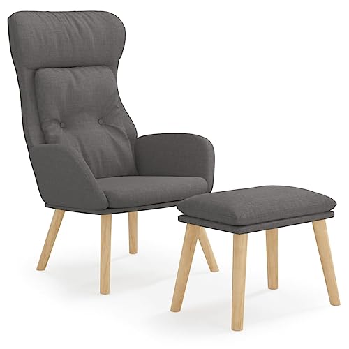 SDWEHBJ Relaxsessel mit Hocker, Modern Freizeitstuhl Gepolstert mit Massivholzrahmen, Stofflesestuhl Für Wohnzimmer, Schlafzimmer, 70x77x94 cm Dunkelgrau Stoff SDWEHBJ Relaxsessel mit Hocker, Modern Freizeitstuhl Gepolstert mit Massivholzrahmen, Stofflesestuhl Für Wohnzimmer, Schlafzimmer, 70x77x94 cm Dunkelgrau Stoff von SDWEHBJ
