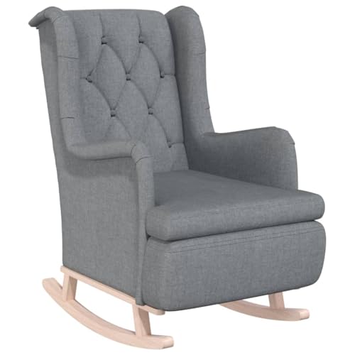 SDWEHBJ Schaukelsessel mit Kautschukholz-Beinen, Relax Lounge mit Armlehnen und gepolsterter Sitzfläche für Wohnzimmer, Schlafzimmer, 65x91x100 cm Hellgrau Stoff SDWEHBJ Schaukelsessel mit Kautschukholz-Beinen, Relax Lounge mit Armlehnen und gepolsterter Sitzfläche für Wohnzimmer, Schlafzimmer, 65x91x100 cm Hellgrau Stoff von SDWEHBJ