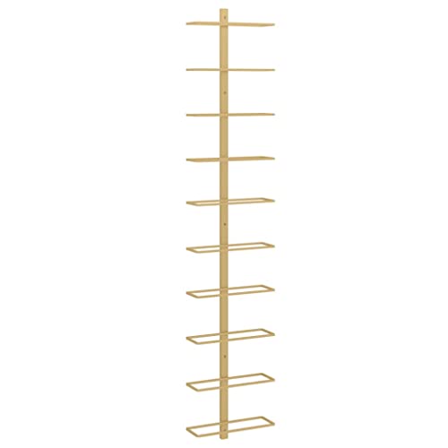 SDWEHBJ Wand-Weinregal für 10 Flaschen, Flaschenregal Industrial, Flaschenhalter Zur Wandmontage für Weinkeller, Küche, Restaurant, 24x9x120 cm Golden Metall von SDWEHBJ