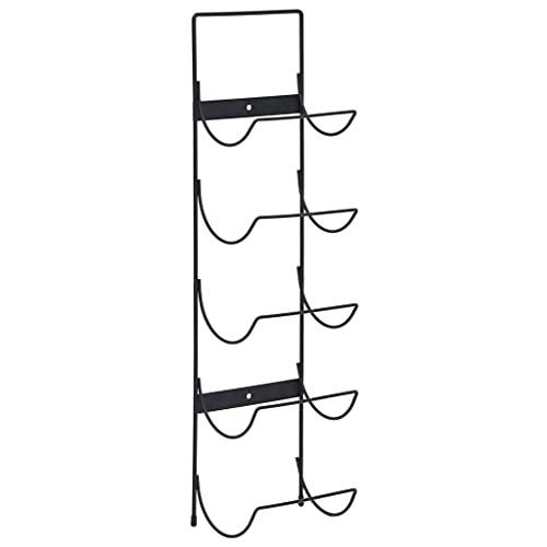 SDWEHBJ Wand-Weinregal für 5 Flaschen, Flaschenregal Industrial, Flaschenhalter Zur Wandmontage für Weinkeller, Küche, Restaurant, 15x11x58,5 cm Schwarz Eisen von SDWEHBJ