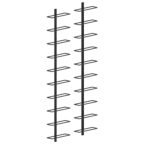 SDWEHBJ Wand-Weinregale für 10 Flaschen, 2er Set Flaschenregal Industrial, Flaschenhalter Zur Wandmontage für Bar, Küche, Restaurant, 24x9x120 cm Schwarz Metall von SDWEHBJ