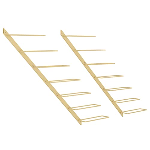 SDWEHBJ Wand Weinregale für 7 Flaschen, 2er Set Wandmontiertes Weinflaschen-Lagerregal, Weinpräsentationsregale, Wandmontage Weinhalterung, 88x8x72 cm Golden Metall von SDWEHBJ