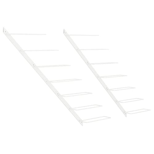 SDWEHBJ Wand Weinregale für 7 Flaschen, 2er Set Wandmontiertes Weinflaschen-Lagerregal, Weinpräsentationsregale, Wandmontage Weinhalterung, 88x8x72 cm Weiß Metall von SDWEHBJ