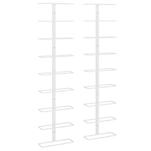 SDWEHBJ Wand-Weinregale für 9 Flaschen, 2er Set Flaschenregal Industrial, Flaschenhalter Zur Wandmontage für Bar, Küche, Restaurant, 24x9,5x98 cm Weiß Eisen von SDWEHBJ
