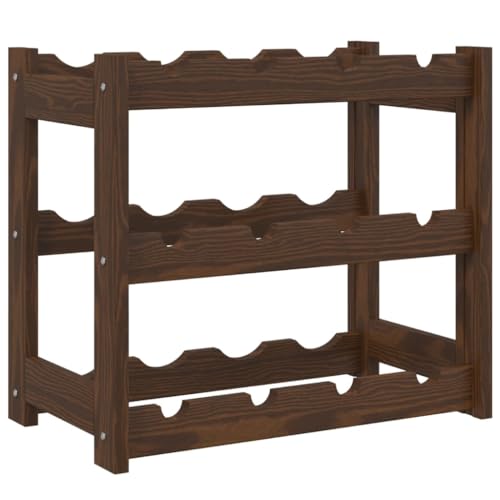 SDWEHBJ Weinregal für 12 Flaschen, klein Flaschenregal, Weinständer mit 3 Ebenen, Getränkeregal für Küche, Bar, Esszimmer, 43x25x38 cm Braun Massivholz Kiefer von SDWEHBJ