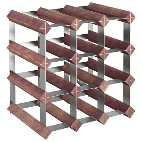SDWEHBJ Weinregal für 12 Flaschen, klein Flaschenregal, Weinständer mit 4 Ebenen, Getränkeregal für Bar, Esszimmer, 32,5x22,5x32,5 cm Braun Massivholz Kiefer von SDWEHBJ