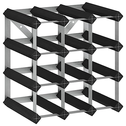 SDWEHBJ Weinregal für 12 Flaschen, klein Flaschenregal, Weinständer mit 4 Ebenen, Getränkeregal für Bar, Esszimmer, 32,5x22,5x32,5 cm Schwarz Massivholz Kiefer von SDWEHBJ