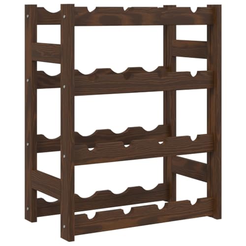 SDWEHBJ Weinregal für 16 Flaschen, klein Flaschenregal, Weinständer mit 4 Ebenen, Getränkeregal für Küche, Bar, Esszimmer, 43x25x54 cm Braun Massivholz Kiefer von SDWEHBJ