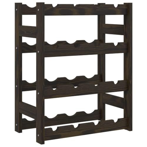 SDWEHBJ Weinregal für 16 Flaschen, klein Flaschenregal, Weinständer mit 4 Ebenen, Getränkeregal für Küche, Bar, Esszimmer, 43x25x54 cm Schwarz Massivholz Kiefer von SDWEHBJ