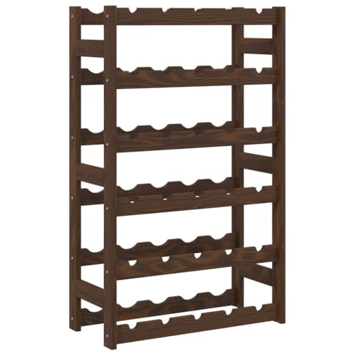 SDWEHBJ Weinregal für 30 Flaschen, klein Flaschenregal, Weinständer mit 6 Ebenen, Getränkeregal für Küche, Bar, Esszimmer, 53x25x86 cm Braun Massivholz Kiefer von SDWEHBJ