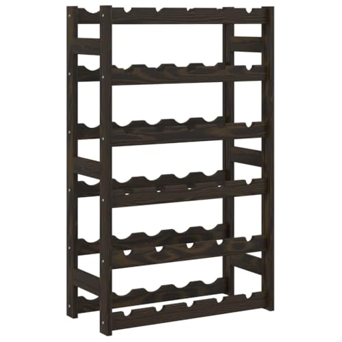 SDWEHBJ Weinregal für 30 Flaschen, klein Flaschenregal, Weinständer mit 6 Ebenen, Getränkeregal für Küche, Bar, Esszimmer, 53x25x86 cm Schwarz Massivholz Kiefer von SDWEHBJ
