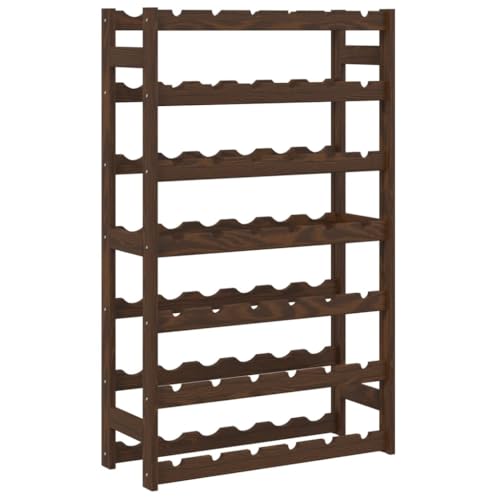 SDWEHBJ Weinregal für 42 Flaschen, klein Flaschenregal, Weinständer mit 7 Ebenen, Getränkeregal für Küche, Wohnzimmer, 62,5x25x102 cm Braun Massivholz Kiefer von SDWEHBJ