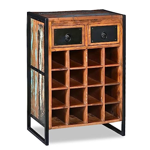 SDWEHBJ Weinschrank für 16 Flaschen, Weinständer mit 4 Ebenen und 2 Schubladen, Aufbewahrungsstand für Bar Home Wohnzimmer, 54x35x80 cm Massivem Altholz von SDWEHBJ