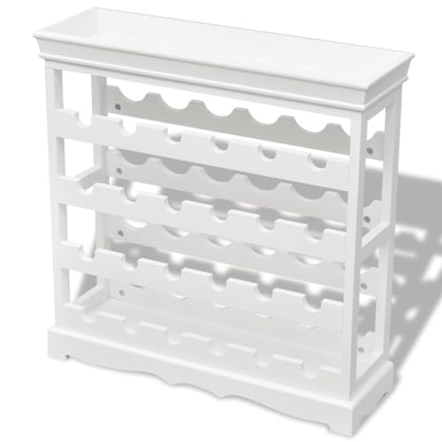 SDWEHBJ Weinschrank für 24 Flaschen, Weinständer mit 4 Ebenen und oberstes Regal, Aufbewahrungsstand für Bar Home Wohnzimmer, 70x22,5x70,5 cm Weiß MDF und Tannenholz von SDWEHBJ