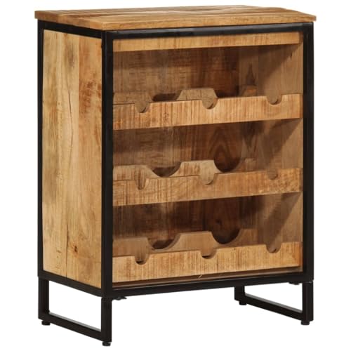 SDWEHBJ Weinschrank für 9 Flaschen, Weinständer mit 3 Ebenen und oberstes Regal, Aufbewahrungsstand für Bar Home Wohnzimmer, 55x33x70 cm Massivholz Mango von SDWEHBJ