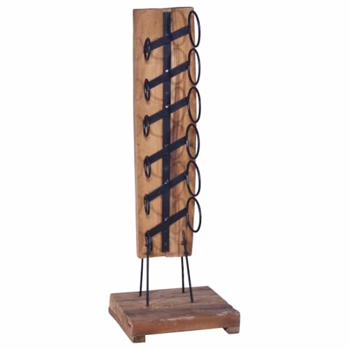 SDWEHBJ Weinständer für 6 Flaschen, Weinregal, Flaschenregal Klein, Weinflaschenhalter für Weinkeller, Wohnzimmer, Küche, Keller, 35x35x100 cm Massivholz Teak von SDWEHBJ