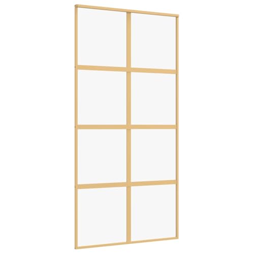 Schiebetür, Hängeschienen-Phylum mit Softclose-Automatik für Badezimmer, Esszimmer, Küche und Wohnzimmer, 102,5x205 cm ESG-Glas und Golden Aluminium Schiebetür, Hängeschienen-Phylum mit Softclose-Automatik für Badezimmer, Esszimmer, Küche und Wohnzimmer, 102,5x205 cm ESG-Glas und Golden Aluminium von SDWEHBJ