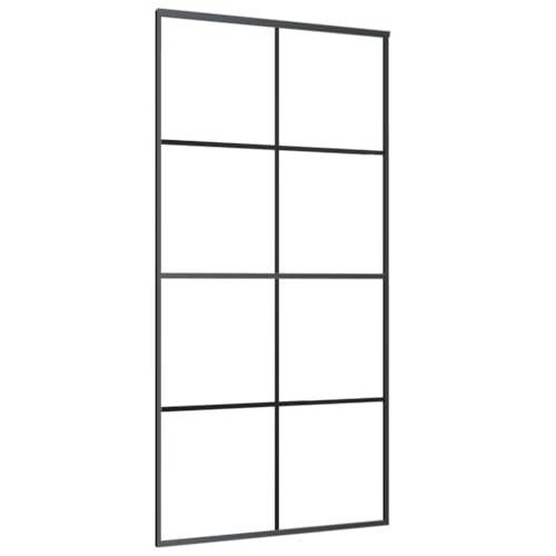 Schiebetür, Hängeschienen-Phylum mit Softclose-Automatik für Badezimmer, Esszimmer, Küche und Wohnzimmer, 102,5x205 cm Matt ESG-Glas und Schwarz Aluminium Schiebetür, Hängeschienen-Phylum mit Softclose-Automatik für Badezimmer, Esszimmer, Küche und Wohnzimmer, 102,5x205 cm Matt ESG-Glas und Schwarz Aluminium von SDWEHBJ