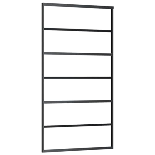Schiebetür, Hängeschienen-Phylum mit Softclose-Automatik für Badezimmer, Esszimmer, Küche und Wohnzimmer, 102x205 cm Schwarz Aluminium und ESG-Glas Schiebetür, Hängeschienen-Phylum mit Softclose-Automatik für Badezimmer, Esszimmer, Küche und Wohnzimmer, 102x205 cm Schwarz Aluminium und ESG-Glas von SDWEHBJ