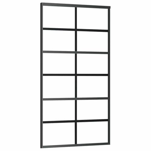 Schiebetür, Hängeschienen-Phylum mit Softclose-Automatik für Badezimmer, Esszimmer, Küche und Wohnzimmer, 102x205 cm Schwarz Aluminium und ESG-Glas Schiebetür, Hängeschienen-Phylum mit Softclose-Automatik für Badezimmer, Esszimmer, Küche und Wohnzimmer, 102x205 cm Schwarz Aluminium und ESG-Glas von SDWEHBJ