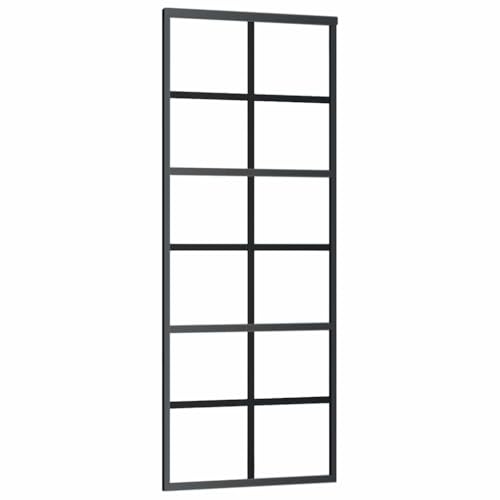 Schiebetür, Hängeschienen-Phylum mit Softclose-Automatik für Badezimmer, Esszimmer, Küche und Wohnzimmer, 76x205 cm Schwarz Aluminium und ESG-Glas Schiebetür, Hängeschienen-Phylum mit Softclose-Automatik für Badezimmer, Esszimmer, Küche und Wohnzimmer, 76x205 cm Schwarz Aluminium und ESG-Glas von SDWEHBJ