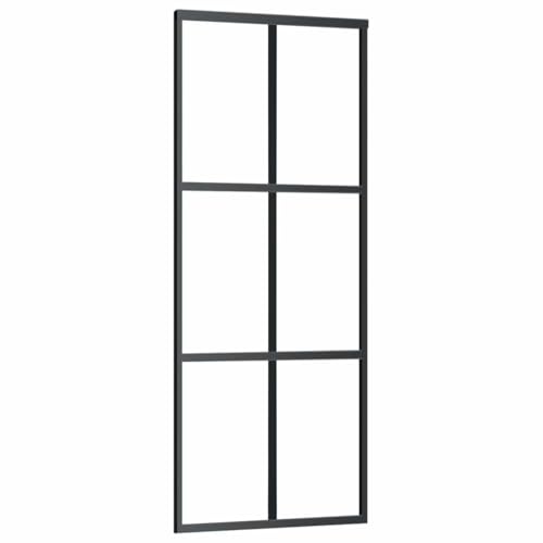 Schiebetür, Hängeschienen-Phylum mit Softclose-Automatik für Badezimmer, Esszimmer, Küche und Wohnzimmer, 76x205 cm Schwarz Aluminium und ESG-Glas Schiebetür, Hängeschienen-Phylum mit Softclose-Automatik für Badezimmer, Esszimmer, Küche und Wohnzimmer, 76x205 cm Schwarz Aluminium und ESG-Glas von SDWEHBJ
