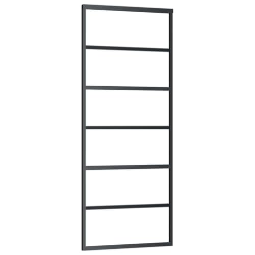 Schiebetür, Hängeschienen-Phylum mit Softclose-Automatik für Badezimmer, Esszimmer, Küche und Wohnzimmer, 76x205 cm Schwarz Aluminium und ESG-Glas Schiebetür, Hängeschienen-Phylum mit Softclose-Automatik für Badezimmer, Esszimmer, Küche und Wohnzimmer, 76x205 cm Schwarz Aluminium und ESG-Glas von SDWEHBJ