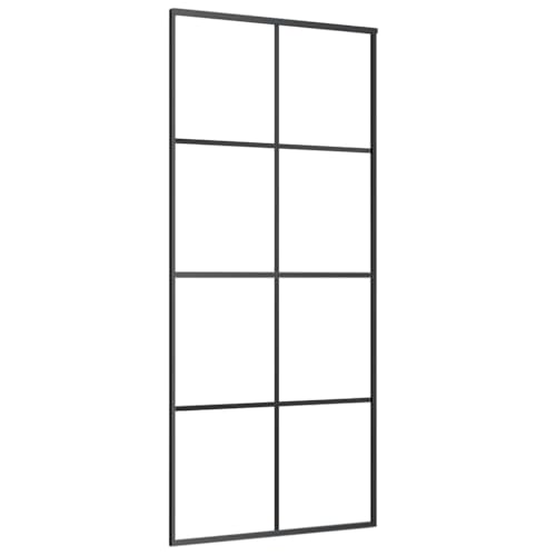 Schiebetür, Hängeschienen-Phylum mit Softclose-Automatik für Badezimmer, Esszimmer, Küche und Wohnzimmer, 90x205 cm ESG-Glas und Schwarz Aluminium Schiebetür, Hängeschienen-Phylum mit Softclose-Automatik für Badezimmer, Esszimmer, Küche und Wohnzimmer, 90x205 cm ESG-Glas und Schwarz Aluminium von SDWEHBJ