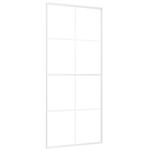 Schiebetür, Hängeschienen-Phylum mit Softclose-Automatik für Badezimmer, Esszimmer, Küche und Wohnzimmer, 90x205 cm Matt ESG-Glas und Weiß Aluminium Schiebetür, Hängeschienen-Phylum mit Softclose-Automatik für Badezimmer, Esszimmer, Küche und Wohnzimmer, 90x205 cm Matt ESG-Glas und Weiß Aluminium von SDWEHBJ