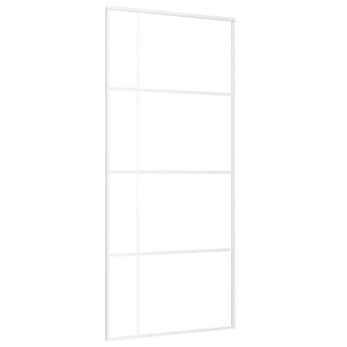 Schiebetür, Hängeschienen-Phylum mit Softclose-Automatik für Badezimmer, Esszimmer, Küche und Wohnzimmer, 90x205 cm Matt ESG-Glas und Weiß Aluminium Schiebetür, Hängeschienen-Phylum mit Softclose-Automatik für Badezimmer, Esszimmer, Küche und Wohnzimmer, 90x205 cm Matt ESG-Glas und Weiß Aluminium von SDWEHBJ