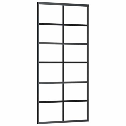 Schiebetür, Hängeschienen-Phylum mit Softclose-Automatik für Badezimmer, Esszimmer, Küche und Wohnzimmer, 90x205 cm Schwarz Aluminium und ESG-Glas Schiebetür, Hängeschienen-Phylum mit Softclose-Automatik für Badezimmer, Esszimmer, Küche und Wohnzimmer, 90x205 cm Schwarz Aluminium und ESG-Glas von SDWEHBJ