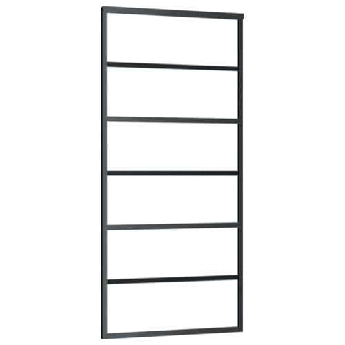 Schiebetür, Hängeschienen-Phylum mit Softclose-Automatik für Badezimmer, Esszimmer, Küche und Wohnzimmer, 90x205 cm Schwarz Aluminium und ESG-Glas Schiebetür, Hängeschienen-Phylum mit Softclose-Automatik für Badezimmer, Esszimmer, Küche und Wohnzimmer, 90x205 cm Schwarz Aluminium und ESG-Glas von SDWEHBJ