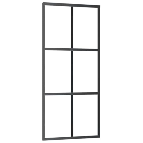Schiebetür, Hängeschienen-Phylum mit Softclose-Automatik für Badezimmer, Esszimmer, Küche und Wohnzimmer, 90x205 cm Schwarz Aluminium und ESG-Glas Schiebetür, Hängeschienen-Phylum mit Softclose-Automatik für Badezimmer, Esszimmer, Küche und Wohnzimmer, 90x205 cm Schwarz Aluminium und ESG-Glas von SDWEHBJ