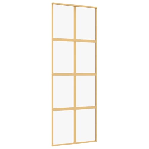 Schiebetür, Hängeschienen-Phylum mit Softclose-Automatik für Badezimmer, Esszimmer, Küche und Wohnzimmer, Golden 76x205 cm ESG Glas und Aluminium von SDWEHBJ