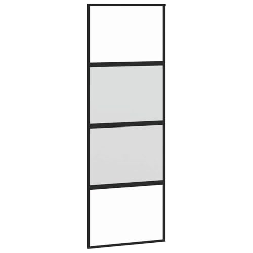 Schiebetür, Trennwände, Raumteiler, Innentüren, Zimmertür für Wohnzimmer, Küche, Badezimmer, Esszimmer, 76x205 cm Schwarz Aluminium und Halbmatt ESG Glas Schiebetür, Trennwände, Raumteiler, Innentüren, Zimmertür für Wohnzimmer, Küche, Badezimmer, Esszimmer, 76x205 cm Schwarz Aluminium und Halbmatt ESG Glas von SDWEHBJ