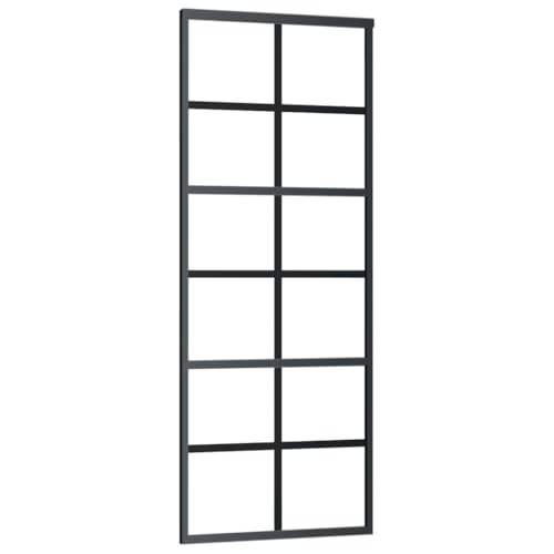 Schiebetür mit Beschlag, Hängeschienen-Phylum mit Softclose-Automatik für Badezimmer, Esszimmer, Wohnzimmer, ESG-Glas & Schwarz Aluminium 76x205 cm Schiebetür mit Beschlag, Hängeschienen-Phylum mit Softclose-Automatik für Badezimmer, Esszimmer, Wohnzimmer, ESG-Glas & Schwarz Aluminium 76x205 cm von SDWEHBJ
